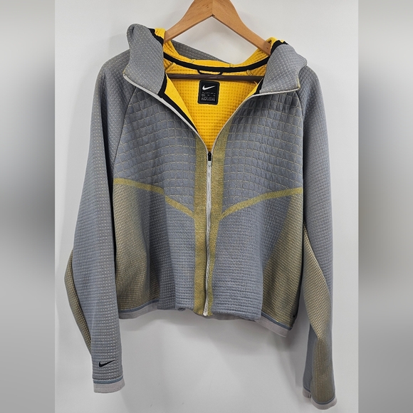 Nike Ready Tech Full Zip Hooded Jacket Gray Yellow Size XL - Picture 1 of 14
